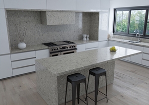 Terre Grey Carrara 2cm 3cm Polished Quartz Slab Modern Eco-Friendly Kitchen Countertop Bulk Commercial Construction Use Prefab - Product Image 3