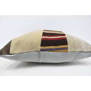 Cojín de lana Beige Kilim de 28x28 pulgadas, lujoso tejido con estampado Floral Vintage, antideslizante, ecológico, extraíble, lavable - Product Image 5
