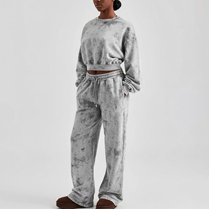 Embroidery Tracksuit 2 Pieces Cozy Sweatpants and Cropped Hoodie <b>Set</b> for Women <b>crop</b> <b>top</b> swatsuits - Product Image 6