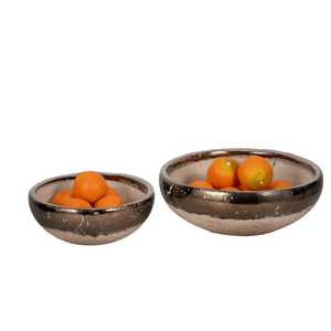 Juego de cuencos decorativos escultóricos de aluminio antiguo con diseño de bronce y oro con textura orgánica - Product Image 6