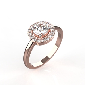 Avarta Jewellery Bague solitaire halo en or rose de 50 cents - Product Image 2