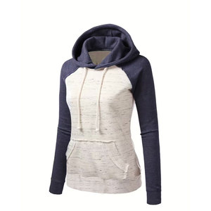 Sweat-shirt décontracté pour femme, couleur contrastée, en tricot de polyester, manches longues, avec capuche, longueur classique, mode d'hiver - Product Image 3