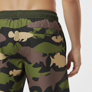 Shorts unisexes personnalisés en polyester 100 % respirant, séchage rapide, extensible dans 4 directions, protection solaire UPF 50+, taille mi-haute avec cordon de serrage - Product Image 4