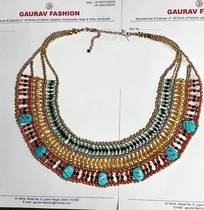 Collar de cristal hermoso étnico personalizado bohemio hecho a mano Cleopatra collar egipcio diseño Halloween - Product Image 2