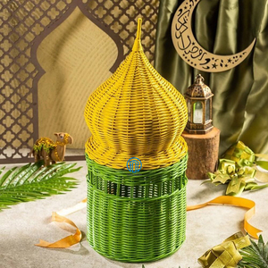 Nouvelle tendance, article pratique et coloré pour panier-cadeau islamique, boîte du Ramadan, cadeau de l'Aïd, panier en rotin en forme de dôme de mosquée - Product Image 3