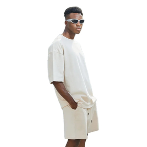 Ensemble de shorts deux pièces vintage élégants pour hommes, logo personnalisé, vêtements de plage pour sports d'été, t-shirt élégant et décontracté, short et survêtement - Product Image 3