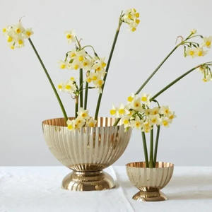 Florero de trompeta de diseño clásico, florero de Metal para el hogar y la boda, jarrón decorativo para suelo, chapado en oro, hecho a mano - Product Image 4