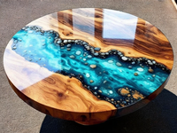 Table de salon en résine artisanale de luxe |   Table à café/salle à manger au design moderne, couleur et taille personnalisables, pour hôtels, cafés, villas, cadeau de Diwali