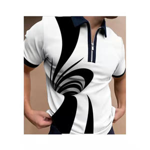 เสื้อสวมหัวมีซิปแขนสั้นสำหรับผู้ชายคอลเลคชั่นใหม่ฤดูร้อนผ้าลำลองคุณภาพสูงสีพื้นแห้งเร็วปรับแต่งสีได้ - Product Image 6