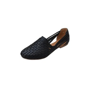Mocassins plats noirs en cuir tressé pour femmes, à bout fermé, légers, respirants, solides, à enfiler, pour toutes les occasions - Product Image 2