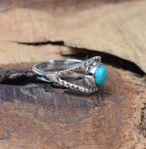 Anillo de Plata de Ley 925 hecho a mano para mujer, piedra preciosa turquesa, joyería de declaración de promesa con chapado en rodio, artículo de joyería caliente - Product Image 3