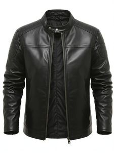 Vestes en cuir formelles de haute qualité avec placement de logo avant à col montant - Product Image 6