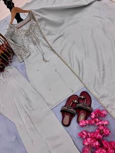 เดรสแขนยาวผ้าไหมสไตล์ปากีสถาน Kameez Dupatta ดีไซน์เนอร์ทำมือสำหรับงานแต่งงานและงานปาร์ตี้ - Product Image 4