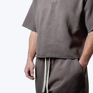 T-shirt 100% coton pour hommes T-shirt polo vierge boxy de luxe surdimensionné à épaules tombantes avec logo personnalisé pour hommes - Product Image 4