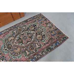 Alfombra Turca de 3.5x6 pies, Alfombra Decorativa Vintage, Alfombra a Rayas Rojas y Azules - Product Image 5