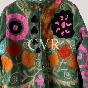 Abrigo Bohemio Bordado con Cuello Mandarín, Manga Larga, Talla Grande, Estampado Floral, Hecho a Mano, de Algodón, Estilo Otoñal para Mujer - Product Image 4