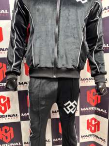 Ensemble de survêtement en velours unisexe personnalisé avec poches zippées, séchage rapide, uni, pour les saisons d'automne/hiver, options grandes tailles - Product Image 5