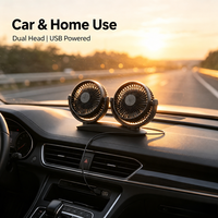 Ventilateur de voiture électrique oscillant à double tête 12V 24V trois vitesses avec diffuseur d'arômes pour SUV, camion, bateau, voiturette de golf
