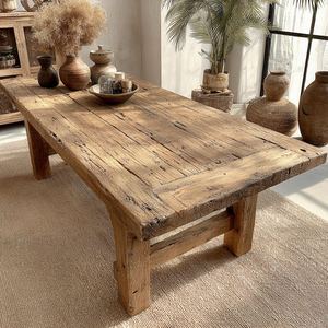 KALATRI Eco-Friendly Square <b>Rustic</b> Modern Hand Carved Solid <b>Wood</b> 6-Seater <b>Dining</b> <b>Table</b> Chandigarh Assembly Required School Hotel - Product Image 1