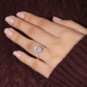 เครื่องประดับที่ดี925แหวนหมั้นแต่งงานเงินสเตอร์ลิงสี D อัญมณี Moissanite VVS 11*7มม. รูปไข่ของขวัญที่ทันสมัย - Product Image 2