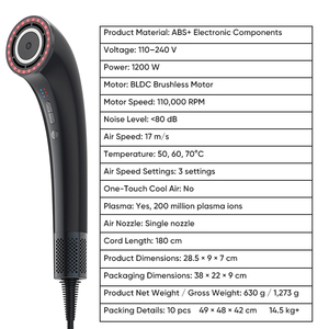 Sèche-cheveux ionique professionnel de luxe silencieux 2026 pour salon de beauté, avec fonctions froid et chaud - Product Image 5
