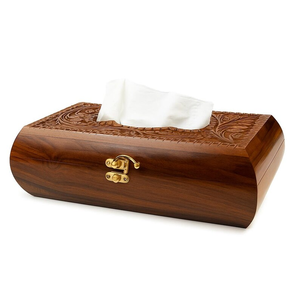 Porte-mouchoirs en bois poli de qualité supérieure pour les maisons de luxe offrant un look chic et un accès pratique aux mouchoirs en papier - Product Image 4