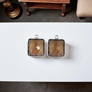 10mm simple boucle lien breloque connecteurs 925 argent Sterling naturel fumé Quartz Checker coupe lunette réglage collier pour les femmes - Product Image 2