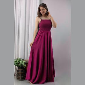 Vestido de Noche Largo hasta el Suelo, Talla XS, con Cintura Impero, Cómodo, de Gasa Rosa, Estilo Línea A, para Invitadas de Boda y Quinceañera - Product Image 3