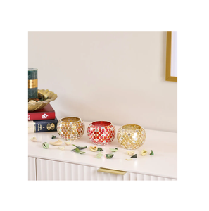 Bougeoir en verre de dernière conception, thème solide coloré, porte-bougie en mosaïque de verre multi-taille pour la décoration de la maison - Product Image 4
