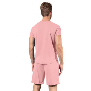 Ensemble de vêtements unisexe pour homme 100% coton éponge française chemise à manches courtes short anti-rides respirant t-shirts unisexe pour homme court - Product Image 4