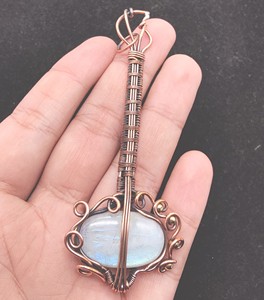 Fait à la main élégant Style Vintage fil de cuivre enroulé bijoux pendentif naturel arc-en-ciel lune pierre précieuse cadeau à la mode pour elle - Product Image 2