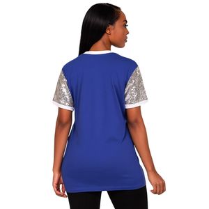 Zeta Phi Beta 1920 T-Shirt con maniche di paillettes blu con ricamo bianco per festa di laurea di HBCU di confraternita greca - Product Image 2