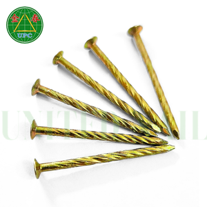 Clavos tipo vástago de tornillo de acero chapado en amarillo a un precio competitivo hechos en Vietnam con cabeza a cuadros, ¡los mejores precios! - Product Image 1