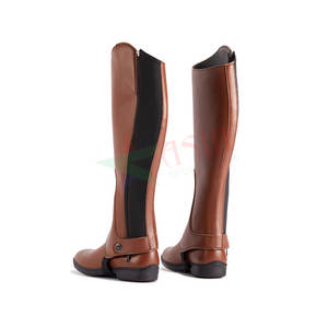 Demi-chaps en cuir de vache véritable de haute qualité équipement d'équitation de qualité supérieure à vendre - Product Image 3