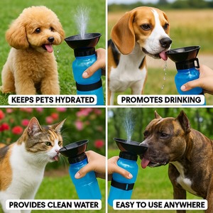 Botella de agua portátil para perros al aire libre, cuenco antiderrames, sin BPA, a prueba de fugas, plástico, hidratación para mascotas, OEM/ODM, aventuras de verano en la playa - Product Image 3