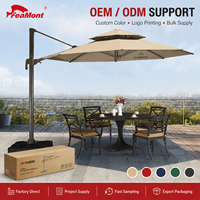 FEAMONT Aluminium-Rahmen Freiarm-Sonnenschirm Doppeldach Sonnenschutz Offset-Terrassenschirm für Strand- und Poolbereich