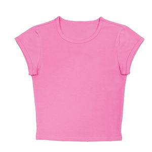 เสื้อยืดแขนสั้นสำหรับผู้หญิงเสื้อครอปท็อปประดับพลอยเทียมธรรมดาเสื้อครอปสำหรับ Y2K คอกลมออกแบบโลโก้ได้ตามต้องการ - Product Image 1