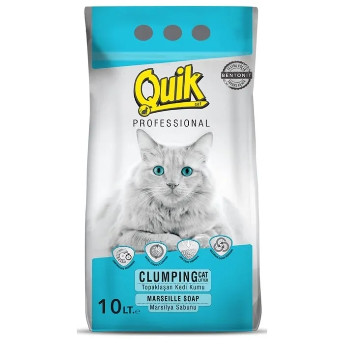 Litière Pour chat Sable fait en Turquie QUIK-BENTONITE LITIÈRE POUR CHAT 10 LT MARSEILLE SAVON 0,6-2,25 MM