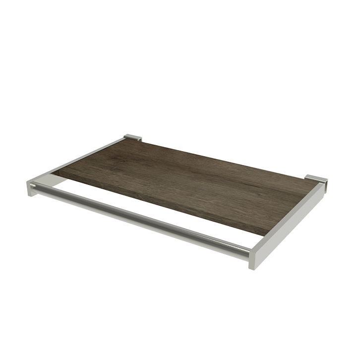 Frame (Chrome Plated) + Wood Shelf (Dark Brown)