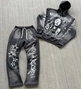 Sweat à capuche personnalisé de haute qualité Streetwear French Terry Sun Faded sérigraphie lavé à l'acide sweat à capuche pour hommes - Product Image 4