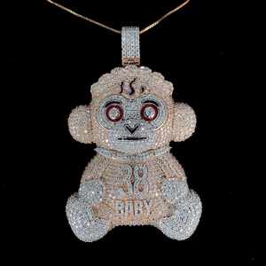 Pendentif en argent 925 Teddy avec diamant Moissanite glacé pour cadeau d'anniversaire plaqué rhodium bijoux fins pendentifs et breloques - Product Image 2