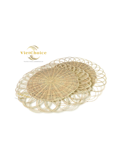 VietChoice OEM ODM Eco-Friendly Premium Quality Bambou Peint à la main Mosaïque Fleurs Set de table Plateau de service Plats Assiettes - Product Image 5
