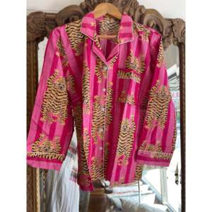 Lady's Casual Tiger Pink Neon <b>Pyjama</b> with Elastic Waist and Drawstring Breathable Spandex Fabric <b>for</b> Spring <b>Summer</b> and Autumn - Product Image 1