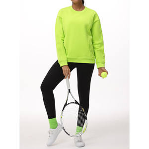 Sudadera de algodón con cuello redondo de doble cara y hombros caídos de talla grande para mujer, Jersey, sudaderas transpirables ecológicas para mujer - Product Image 4