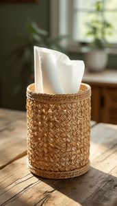 Boîte à mouchoirs en rotin de style bohème idéale pour superposer des textures et ajouter un charme terreux aux chambres à coucher salons et salles de bain - Product Image 6