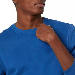 2023 ODM approvisionnement hommes surdimensionné pull sweat 100% coton polaire poids lourd col rond en relief éponge tissu solide hiver - Product Image 4