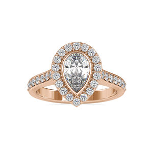 แหวนเพชรโมอีส1.00กะรัตแหวนหมั้นรูปลูกแพร์14K สีเหลืองทองแหวนชั้นดีสำหรับงานหมั้น - Product Image 1