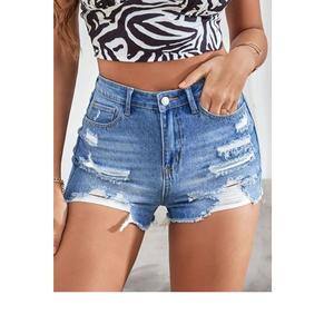 กางเกงยีนส์ขาสั้นผู้หญิงทรงสกินนี่ ระบายอากาศได้ดี คุณภาพสูง แบรนด์ตามสั่ง ราคาขายส่ง เอวยางยืด ดีไซน์ทันสมัย สำหรับส่งออก - Product Image 2