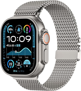 Milanese Lưới Vòng ban nhạc với có thể điều chỉnh dù kiểu khóa cho Apple Watch iWatch Ultra 2/Ultra/SE/Series 10/9/8/<span class=keywords><strong>7</strong></span>/6/5/4 - Product Image 1