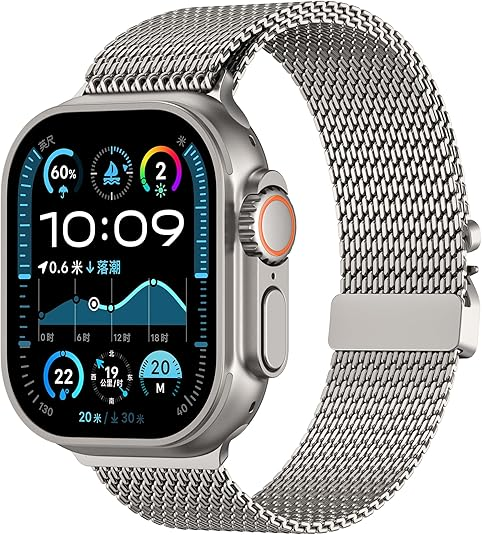 Milanese Mesh Loop Band with Adjustable Parachute-style Buckle for Apple Watch IWatch Ultra 2/Ultra/SE/Series 10/9/8/7/6/5/4